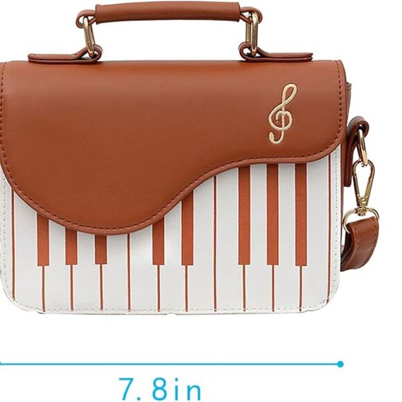 Women Piano Pattern Music Note Top Handle Satchel Mini Size Crossbody Tote Bag P - Picture 2 of 7